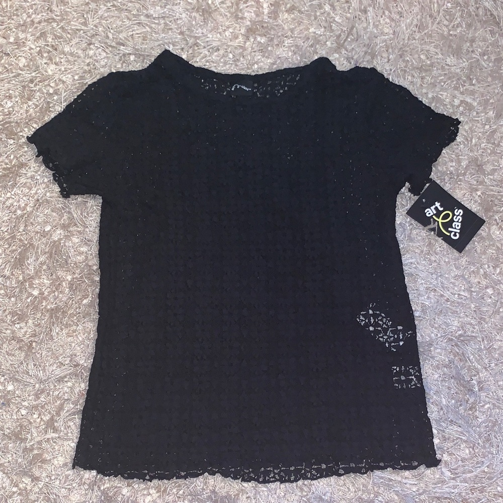 Art Class Women's Black Short Sleeve Lace Top XL(14)